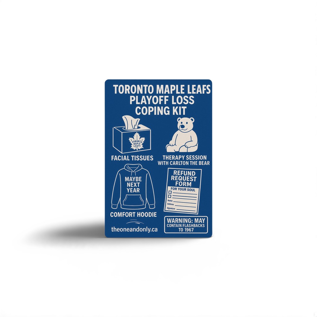 Toronto Maple Leafs Playoff Loss Coping Kit – Funny Canadian Prank Gift Label from TheOneAndOnly.ca