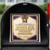 World’s Smallest Penis Award prank certificate placed inside a black mailbox ready for anonymous delivery.