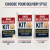 Anal Bleaching Kit prank shown as a DIY sticker label, a 6 × 9 bubble mailer and a 6 × 9 mailing box.