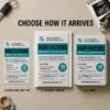 Fart Filters Prank Delivery Options Fart Filters prank shown as a DIY sticker, 6 × 9 bubble mailer, and 6 × 9 box.