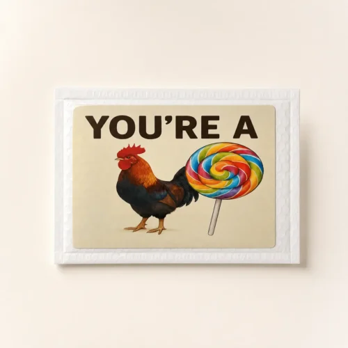 You’re a Rooster and Lollipop Prank Mail Funny prank mail package showing a rooster and colourful lollipop
