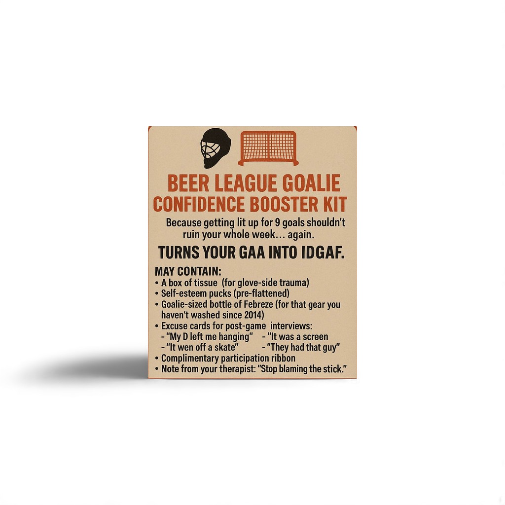 Beer League Goalie Confidence Booster Kit – Funny Hockey Prank Gift | The One & Only Canada