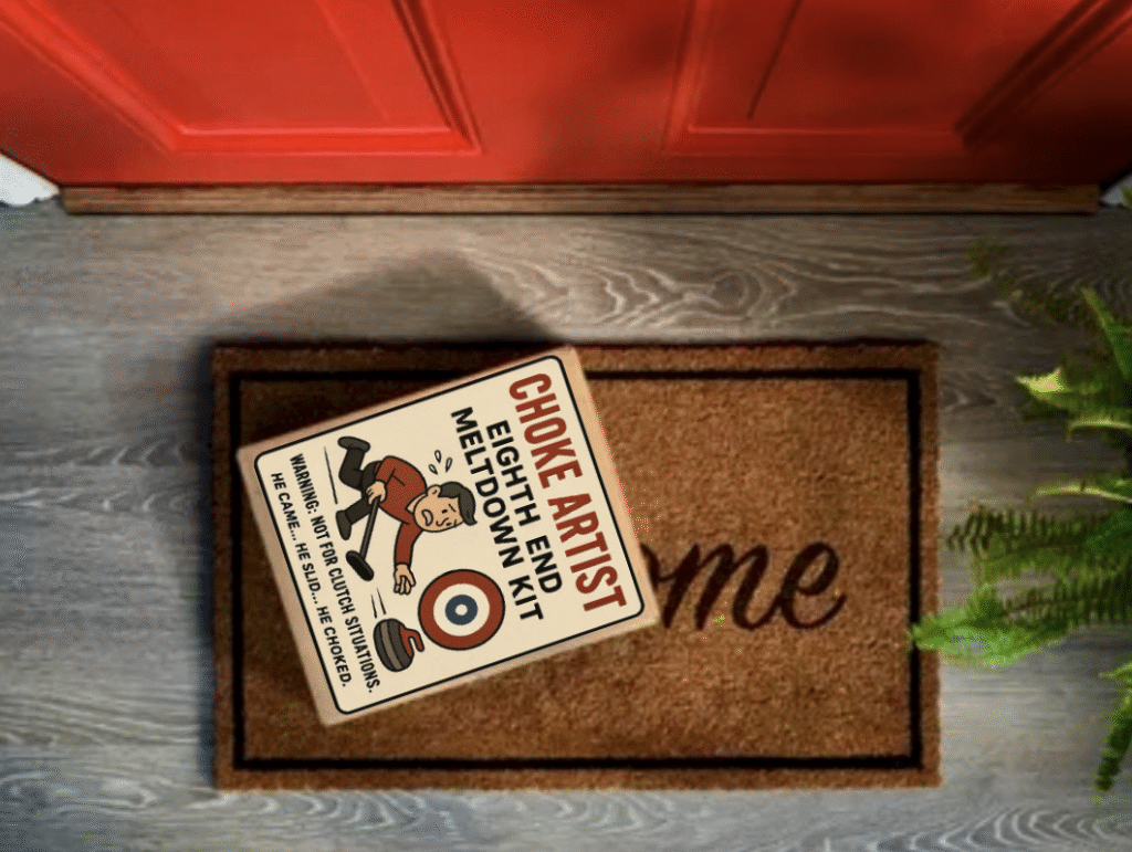 Curling Choke Artist Eighth End Meltdown Kit embarrassing prank mail box for curling fans.