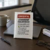 Confidential Leadership Evaluation Kit prank package sitting on a manager’s office desk
