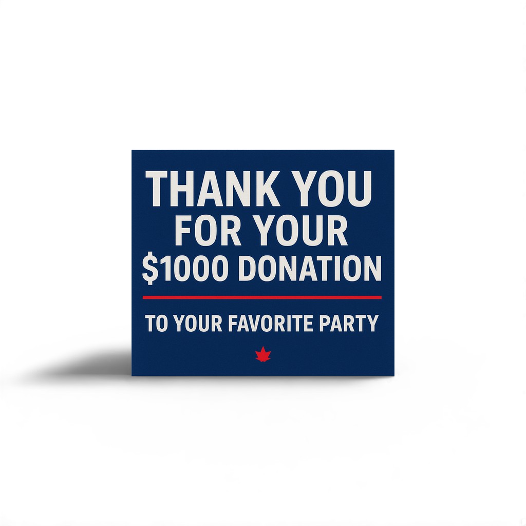 Thank You for Your $1000 Donation prank label – funny fake donation gift from TheOneAndOnly.ca