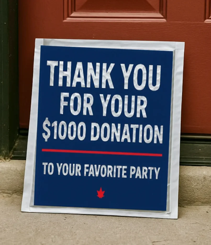 Conservative Party Bubble parody prank label sticker for prank mail packaging