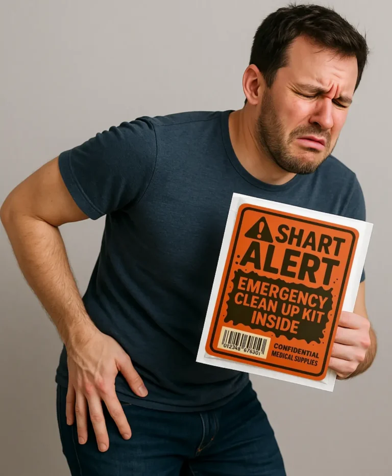 Dad reacting to a shart prank gift kit from TheOneAndOnly.ca – funny Canadian gag gift photo