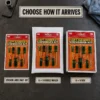 Left-Handed Screwdriver Kit Delivery Options Left-Handed Screwdriver Kit prank shown as a DIY sticker, on a 6 × 9 bubble mailer and on a 6 × 9 box.