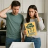 Man holding a Junk Drawer Starter Kit prank label