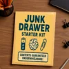 Junk Drawer Starter Kit prank label on a bubble mailer envelope