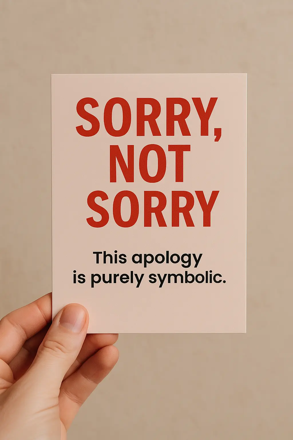 Sorry Not Sorry Handheld card