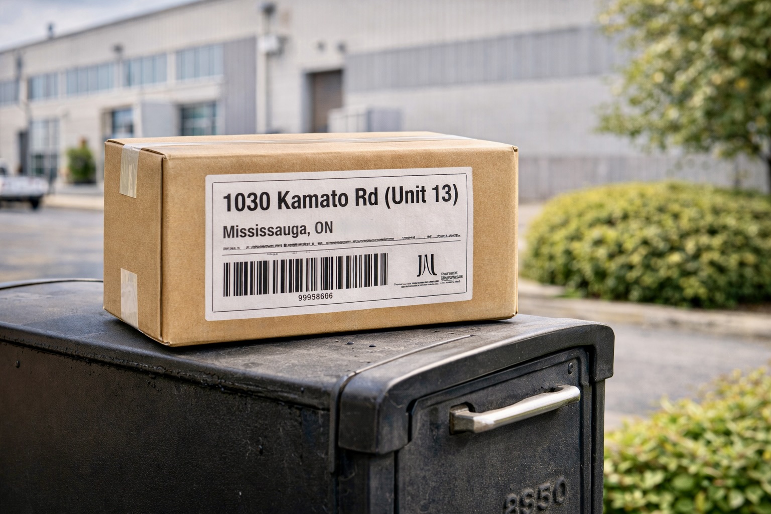 Example of a standard package and shipping label associated with 2100 E 49th St, Vernon, California