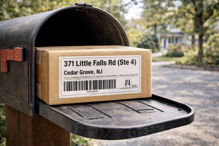 Example of a standard package and shipping label associated with 2100 E 49th St, Vernon, California