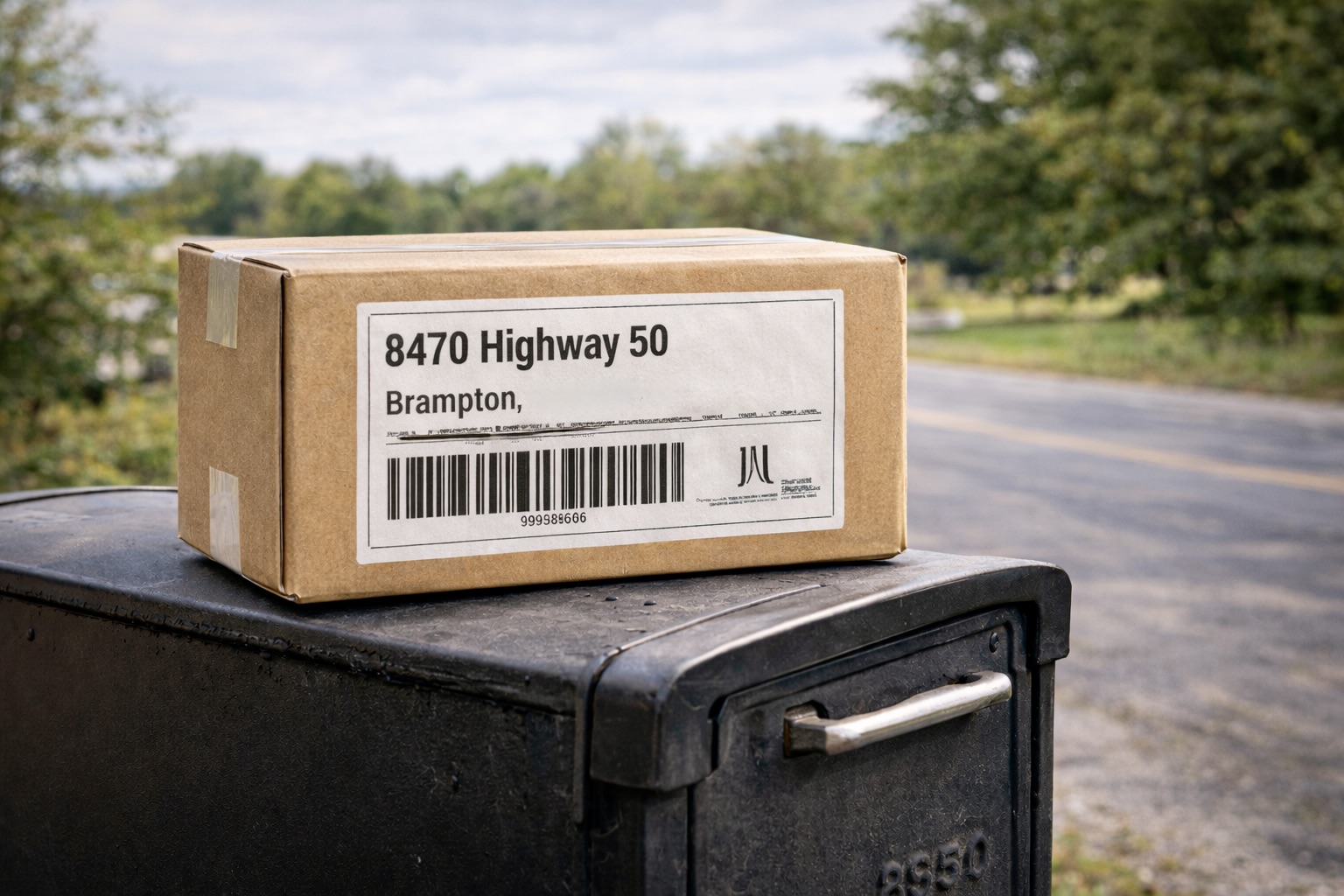 Example of a standard package and shipping label associated with 2100 E 49th St, Vernon, California