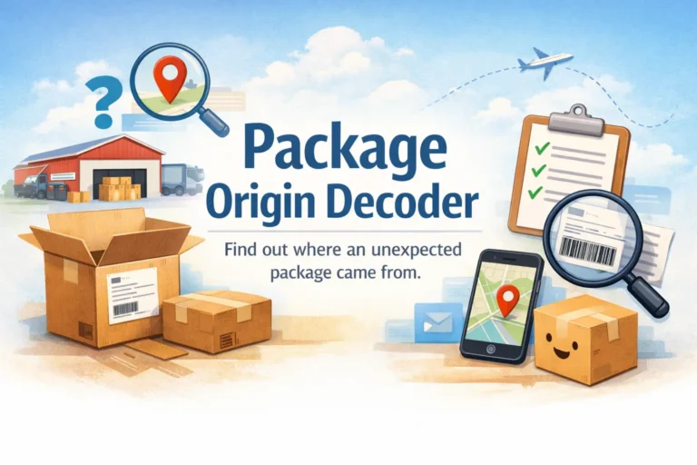 A sealed package left at a residential mailbox, illustrating an unexpected delivery with an unknown return address.