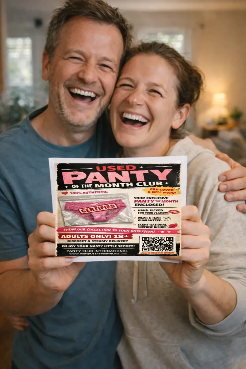 Used Panty of the Month Club prank mail label designed to look like a fake subscription package