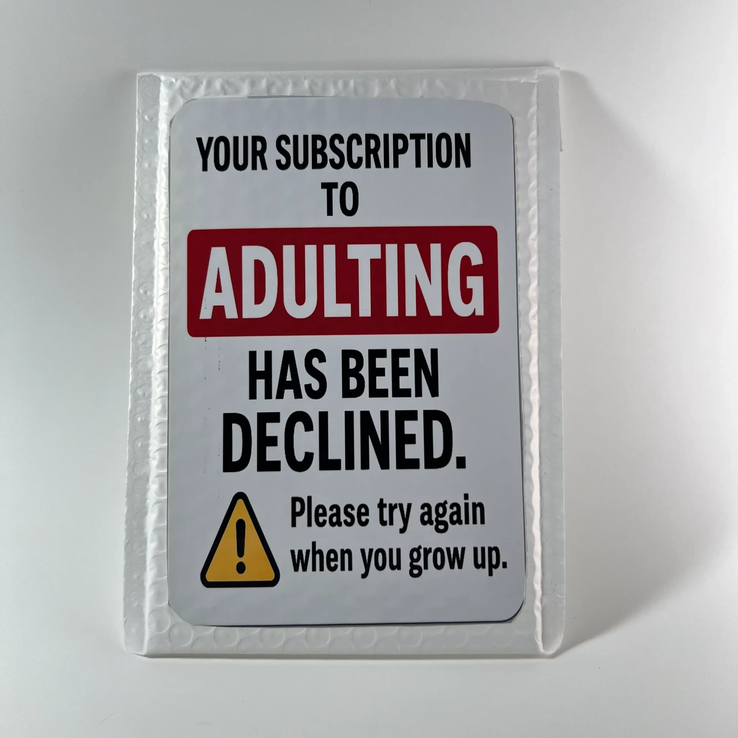 adulting declined prank mail funny gift