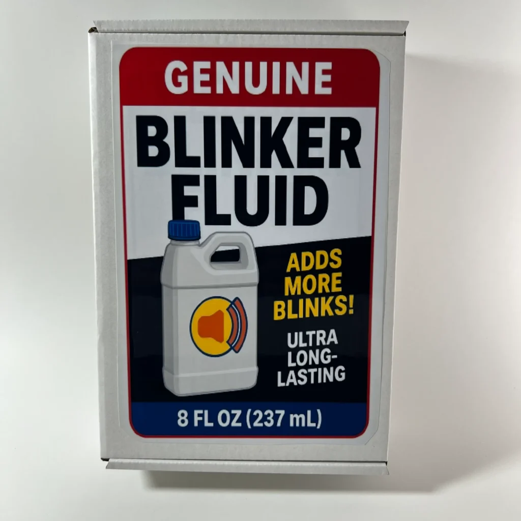 Genuine Blinker Fluid prank mail package