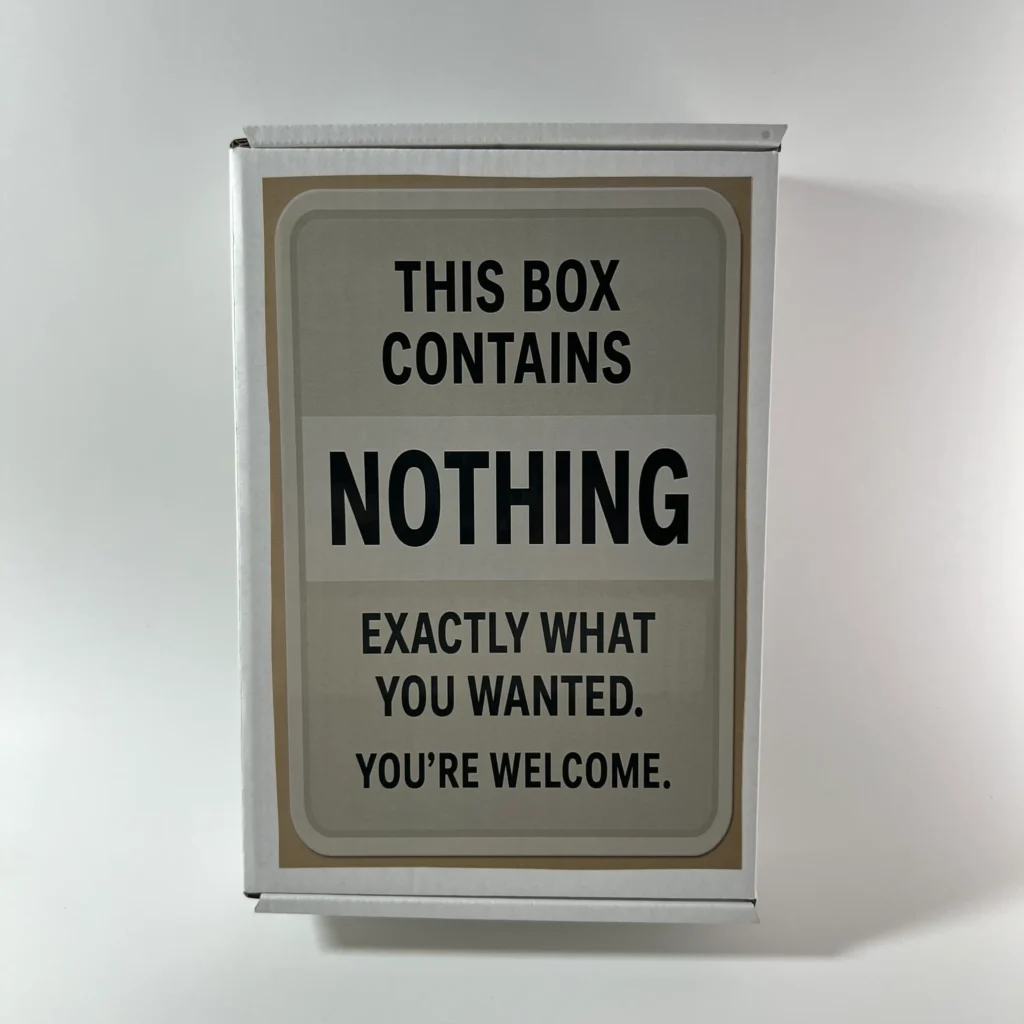 Box of Absolutely Nothing prank mail gag gift novelty empty box prank