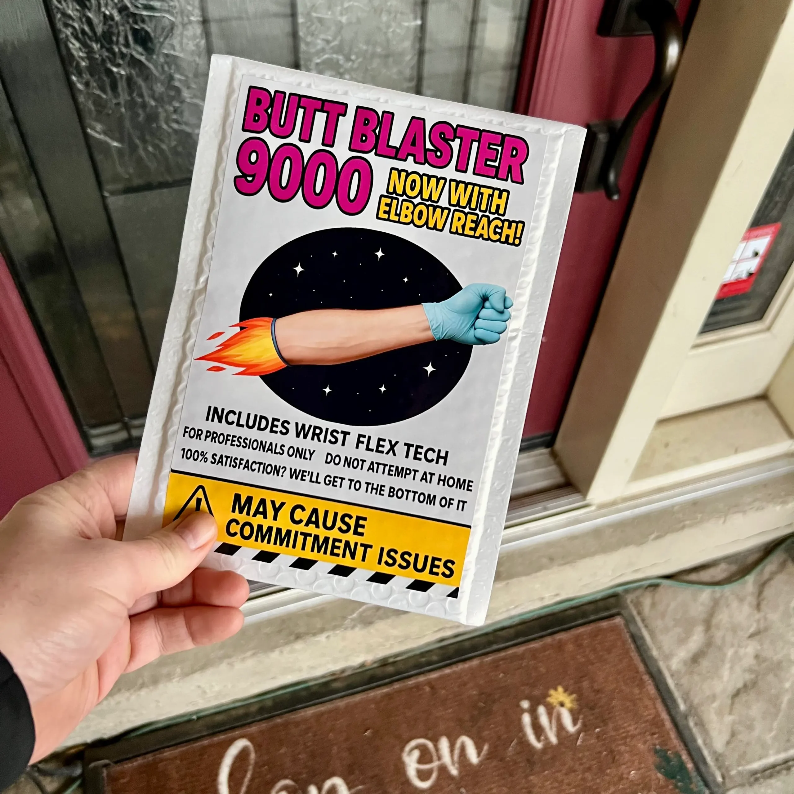 butt blaster 9000 prank mail label funny gag package canada usa scaled