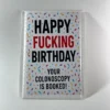 Happy fucking birthday colonoscopy prank mail gag gift box with funny birthday colonoscopy booking label