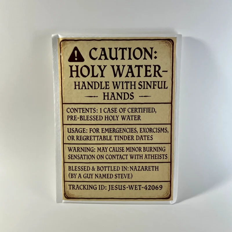holy water prank mail package caution holy water novelty gag gift funny prank mail from theoneandonly.ca