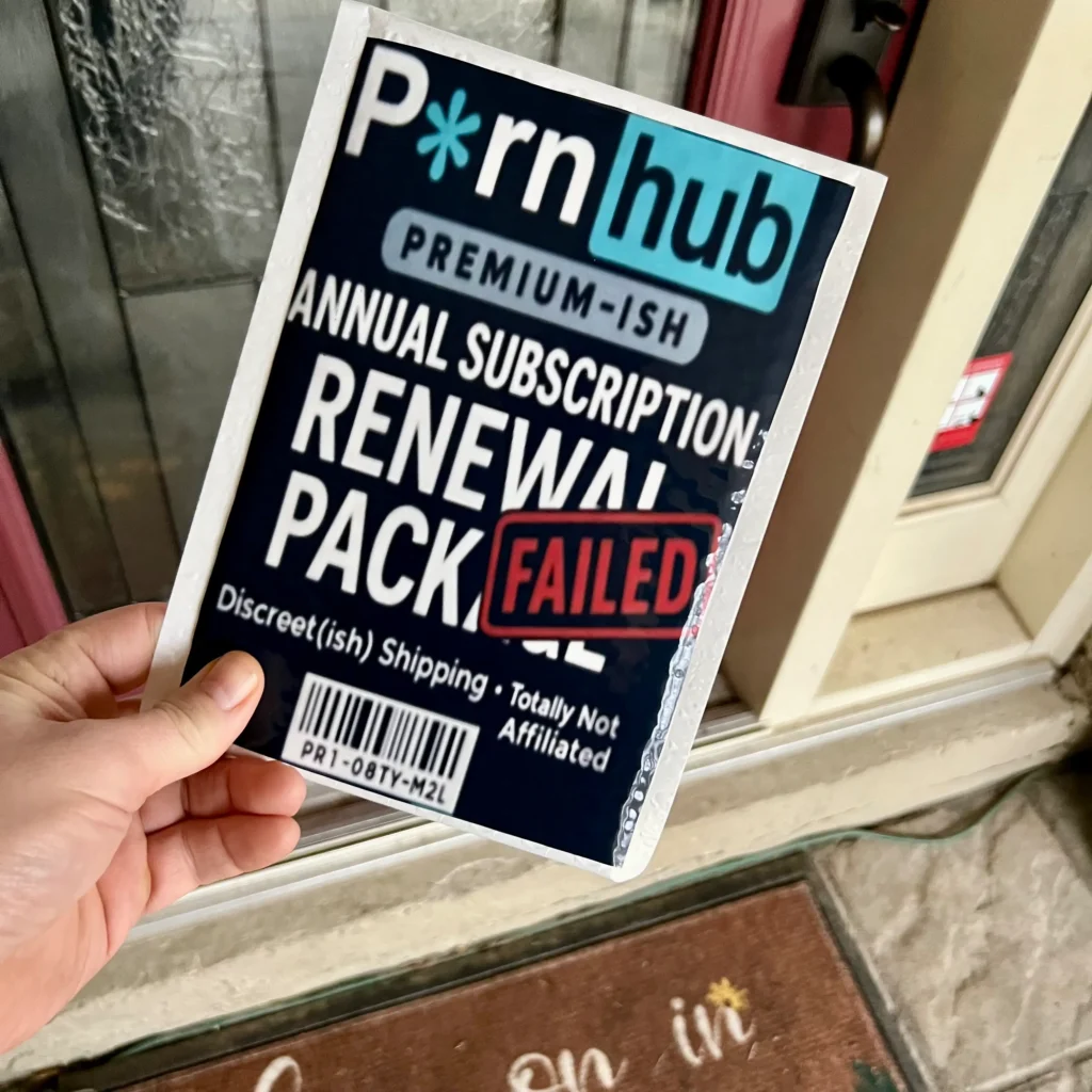 subscription renewal failed prank mail label funny gag package delivered to doorstep canada usa prank gift