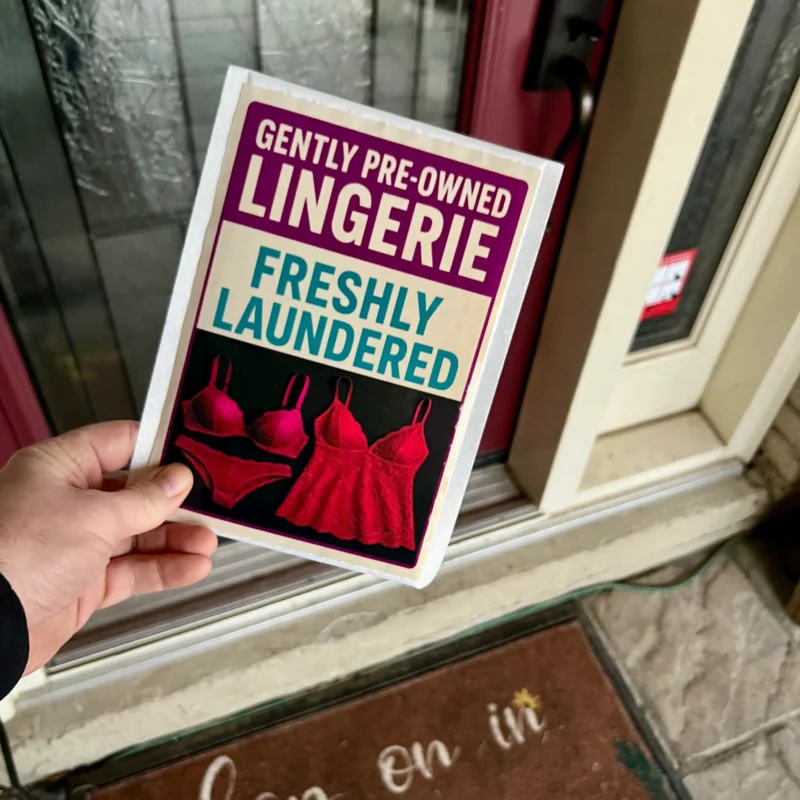 pre owned lingerie prank mail label funny gag gift delivered package canada usa prank delivery joke