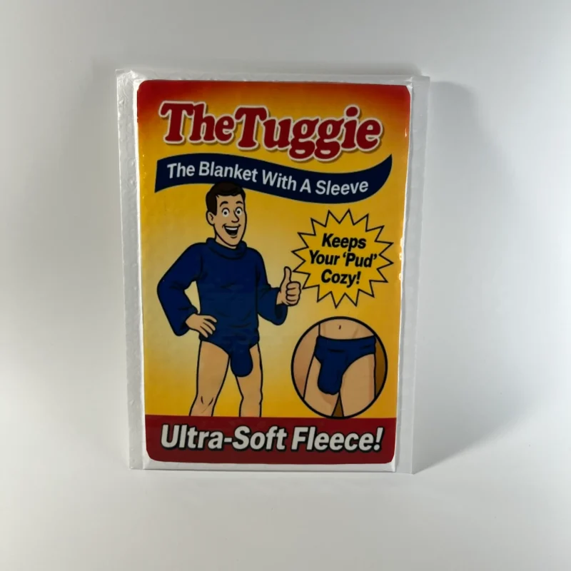 The Tuggie blanket with a sleeve prank mail gag gift novelty package