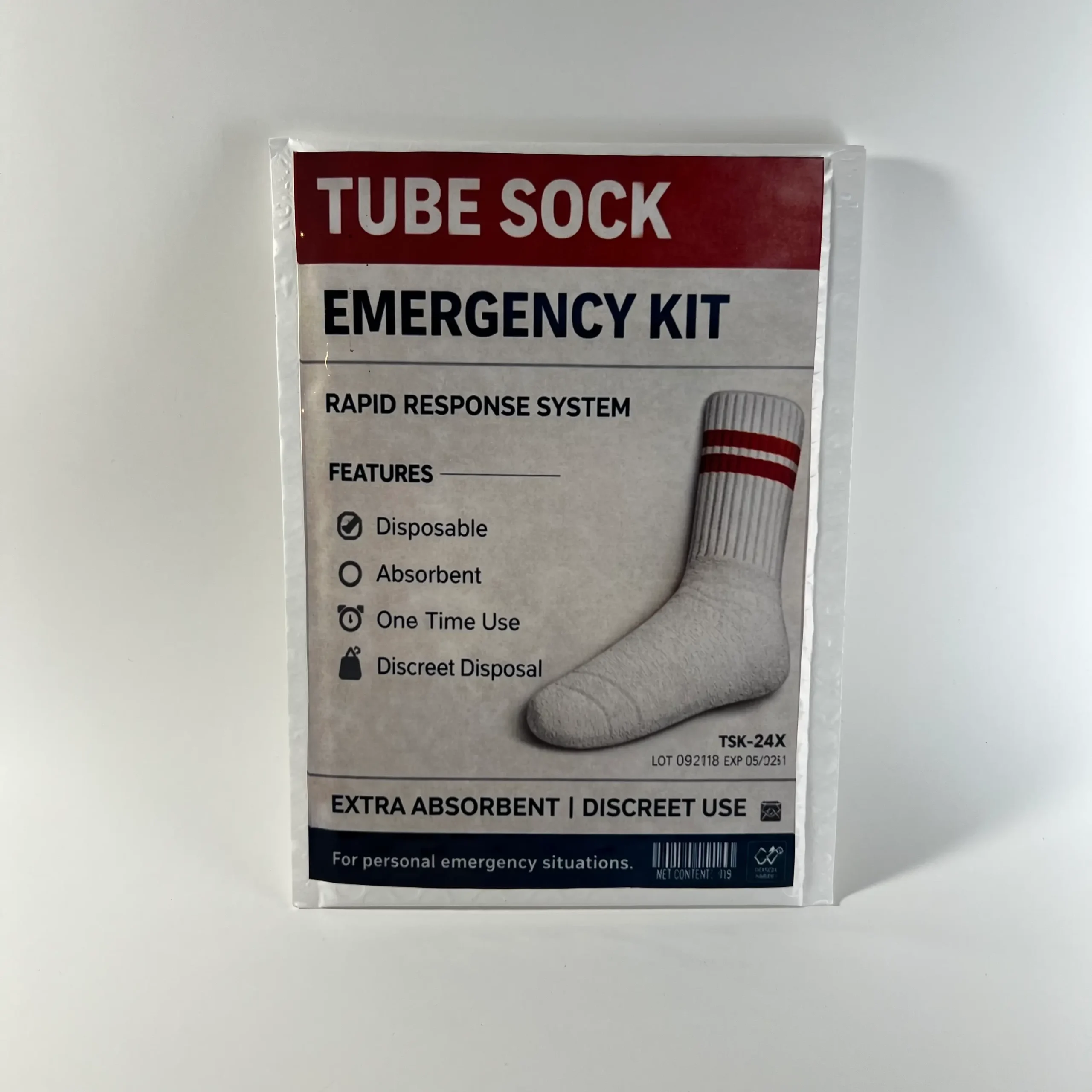 tube sock emergency kit prank mail