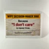 Wife Decision Maker 3000 prank mail gag gift box with humorous label saying I don't care is never true
