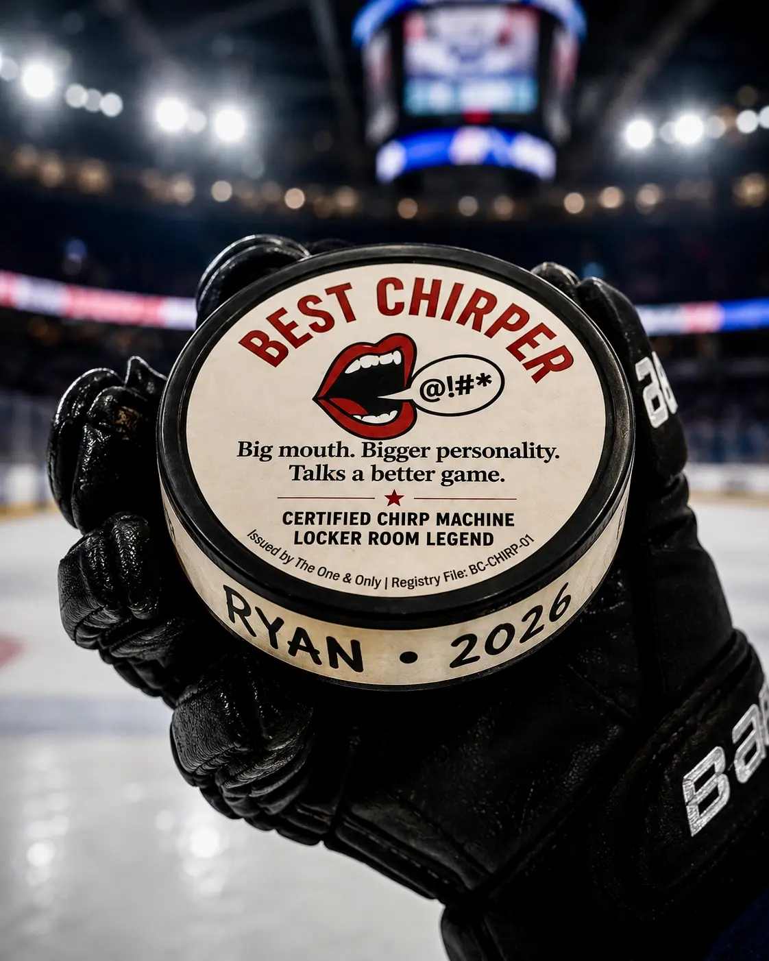 best chirper hockey puck award custom message 1