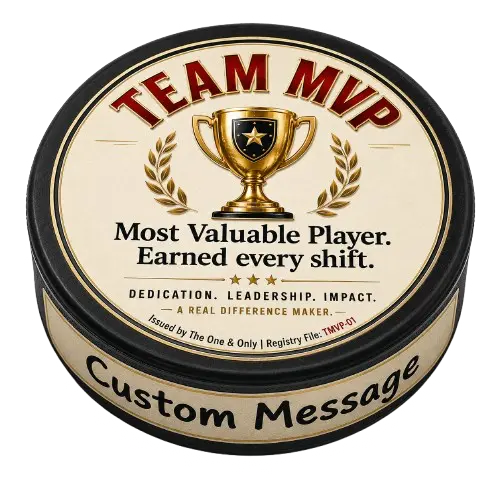 Team MVP hockey puck award with custom side message Matthew 2026 displayed as a personalized hockey award gift.