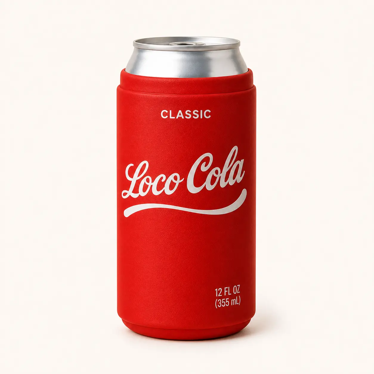 Loco Cola silicone beer can disguise sleeve for a standard 355 mL can