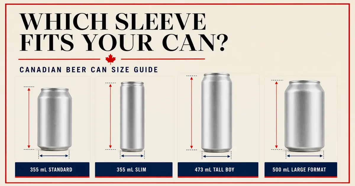 Diagram showing the approximate height and diameter of a standard Canadian 355 mL beverage can