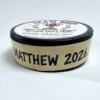 Custom Team MVP hockey puck award with personalized side message.