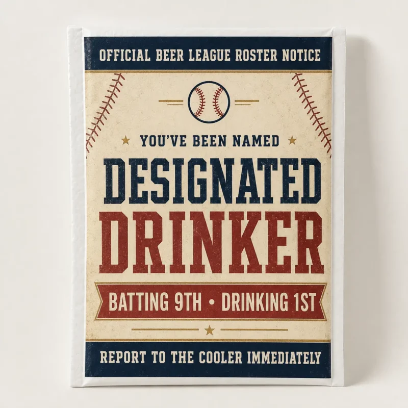 Designated Drinker Baseball Prank Mail Designated Drinker baseball prank mail gag gift