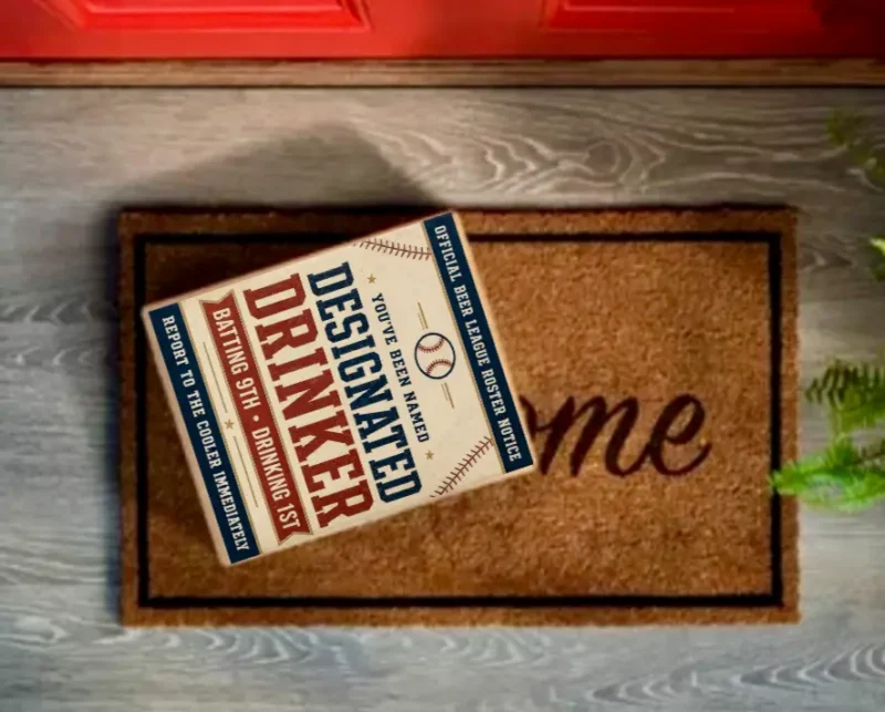 Designated Drinker Prank Package Delivery Designated Drinker prank package sitting on a doorstep doormat