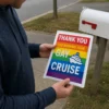Gay Cruise Prank Mail Delivery Person receiving a Thank You for Booking Your Gay Cruise prank mailer