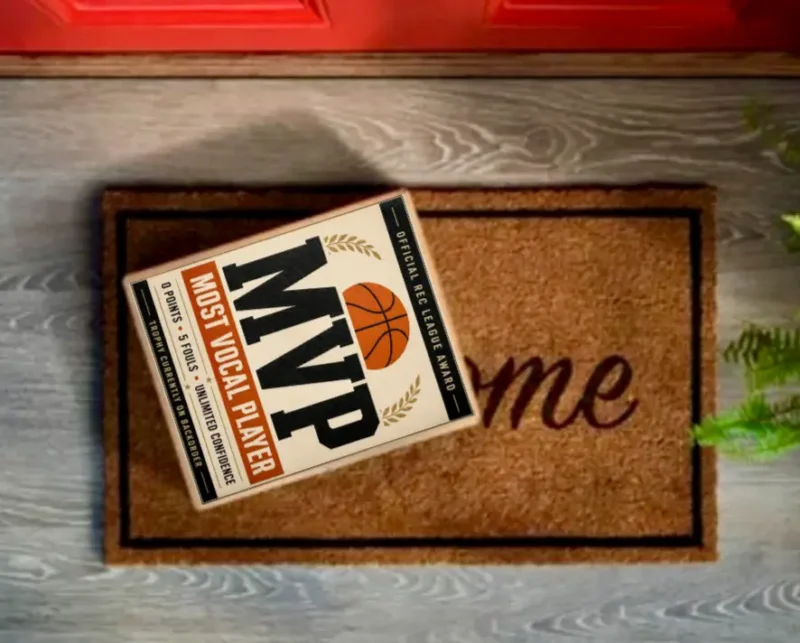 Most Vocal Player Prank Package Delivery Most Vocal Player basketball prank package sitting on a doorstep doormat