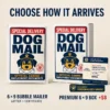 Personalized Dog Gift Delivery Options Personalized dog gift delivery options with a bubble mailer and premium box with an included Chief Security Officer badge