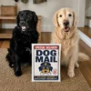 Personalized Dog Chief Security Officer Gift Two dogs sitting beside their personalized Dog Chief Security Officer gift package