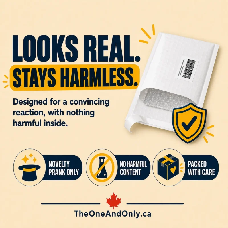 Harmless Prank Mail Packaging Harmless prank mail packaging designed for a convincing reaction with no harmful contents