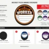 Mixed Hockey Puck Award Stickers – Features and Instructions Mixed 20 pack of hockey puck award stickers showing six designs, pack quantities, and instructions to clean the puck, apply the topper and write the player’s details.