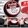 Player of the Game hockey puck stickers infographic showing features and three step application