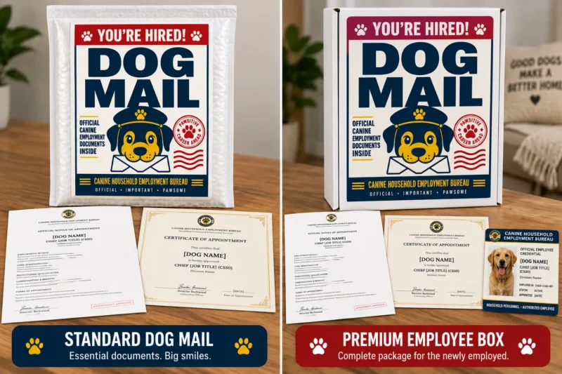 Dog Mail Standard vs Premium Employee Box Standard Dog Mail and Premium Employee Box personalized dog gift options