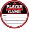 Player of the Game hockey puck sticker with write-on player date and opponent fields