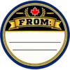 Hockey puck birthday sticker back with From section and writing lines