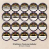 Twenty birthday hockey puck stickers including 10 front and 10 back designs