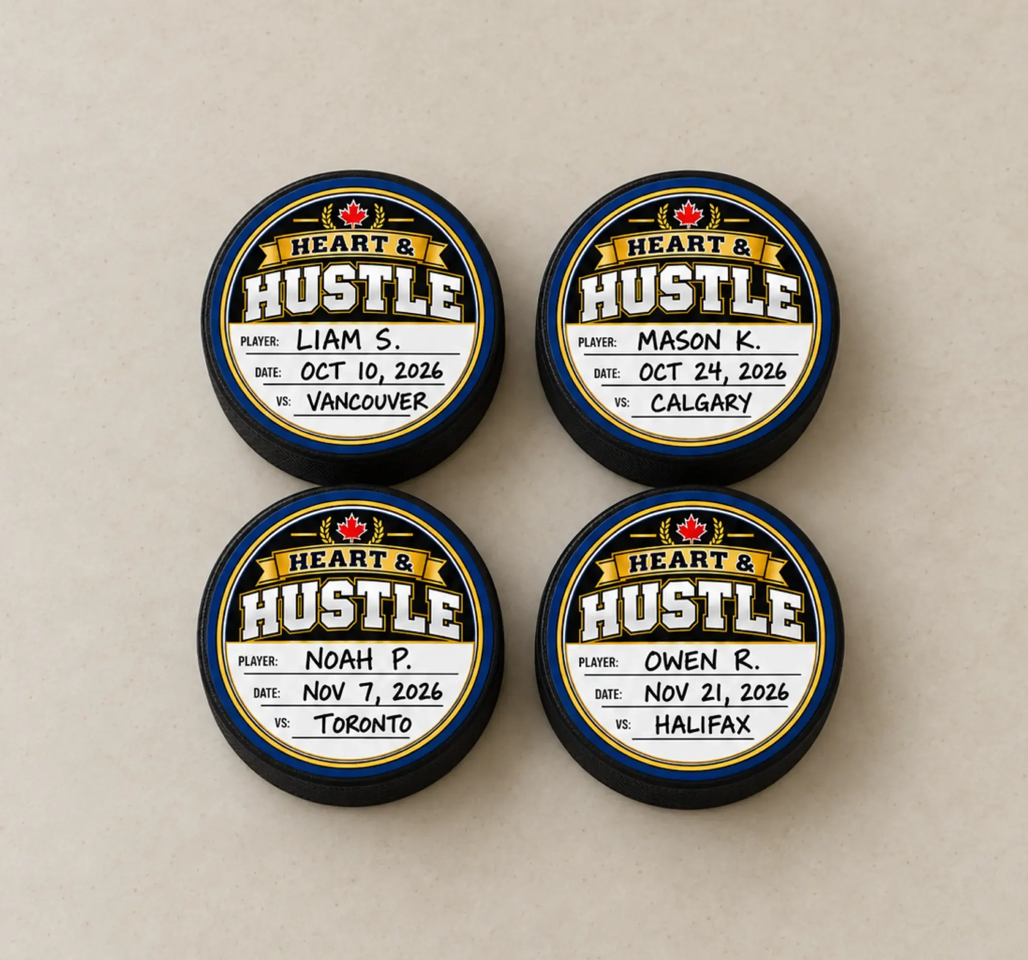 Heart and Hustle hockey puck stickers 20 pack